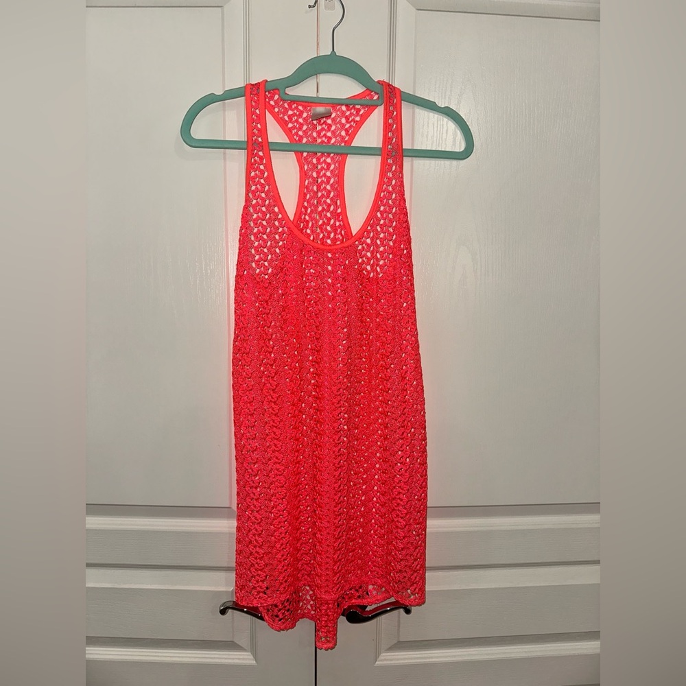 Xhilaration Vibrant Pink Crochet Swim Cover-Up size S